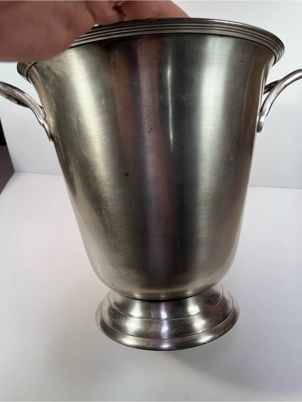 Pottery Barn Polished Silver-Tone Champagne Bucket with Side Handles